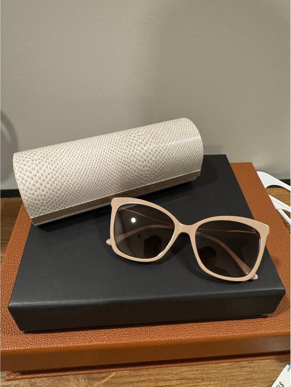 Jimmy Choo Women's Beige Cat Eye Sunglasses with Case